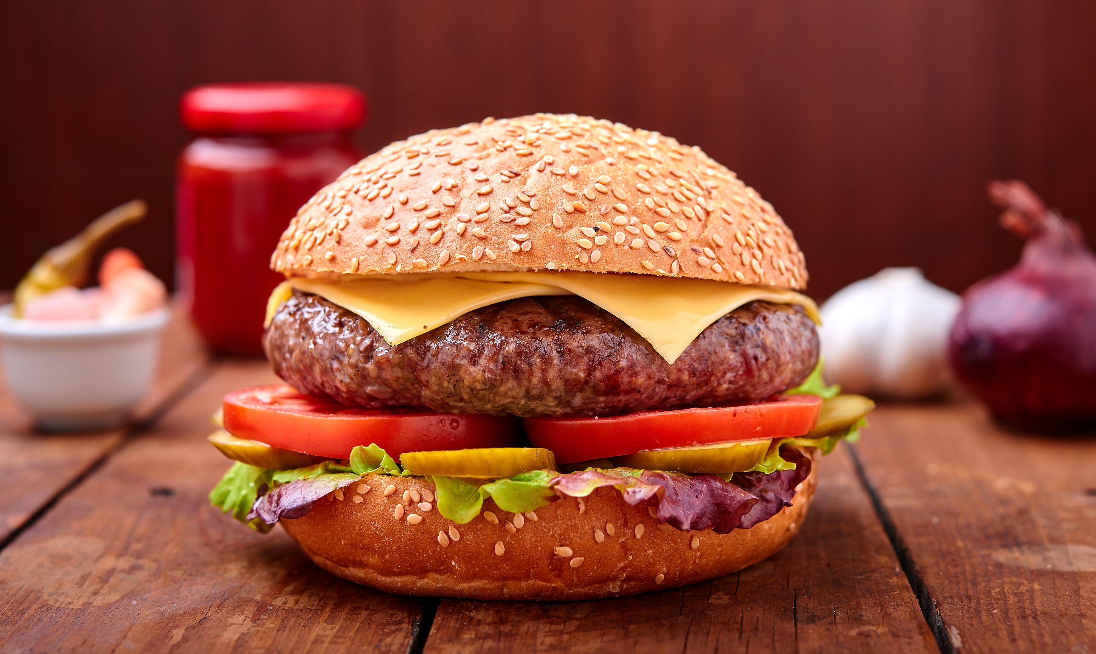 Beef burger sandwich with cheese