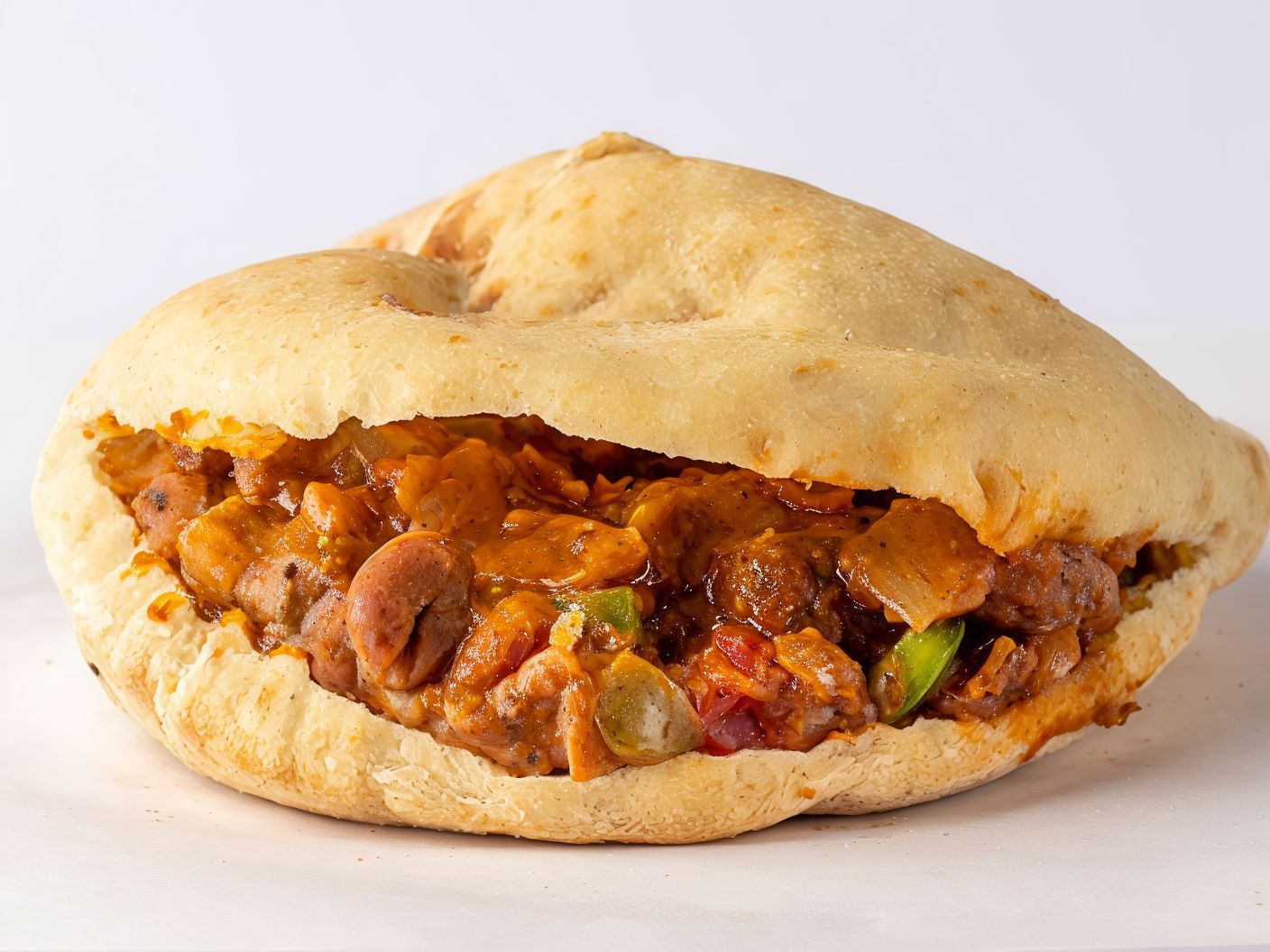 Foul With Baladi Sausage Sandwich