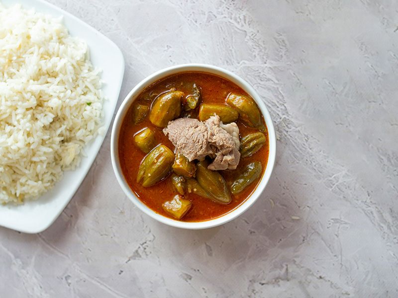 Okra with Meat with Rice