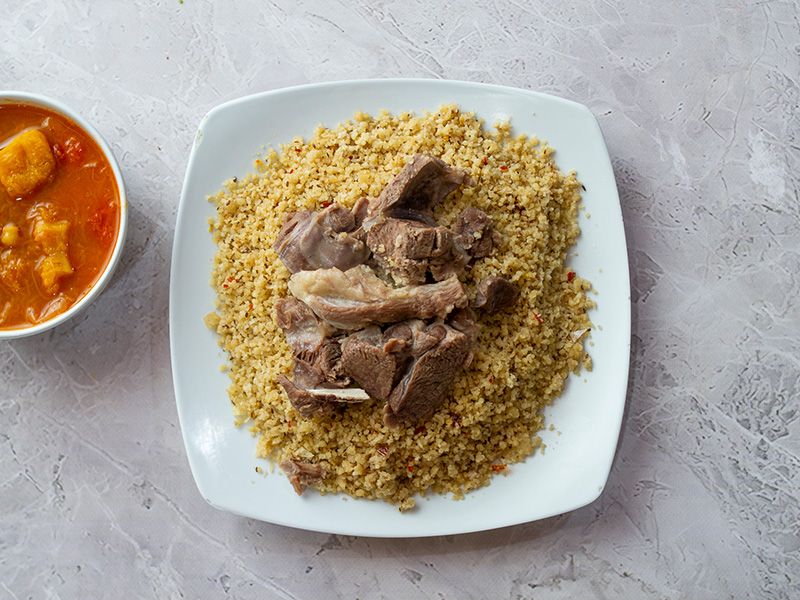 Palestinian Maftoul with lamb
