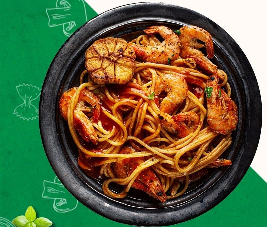 Fried Shrimps Alfredo Pasta