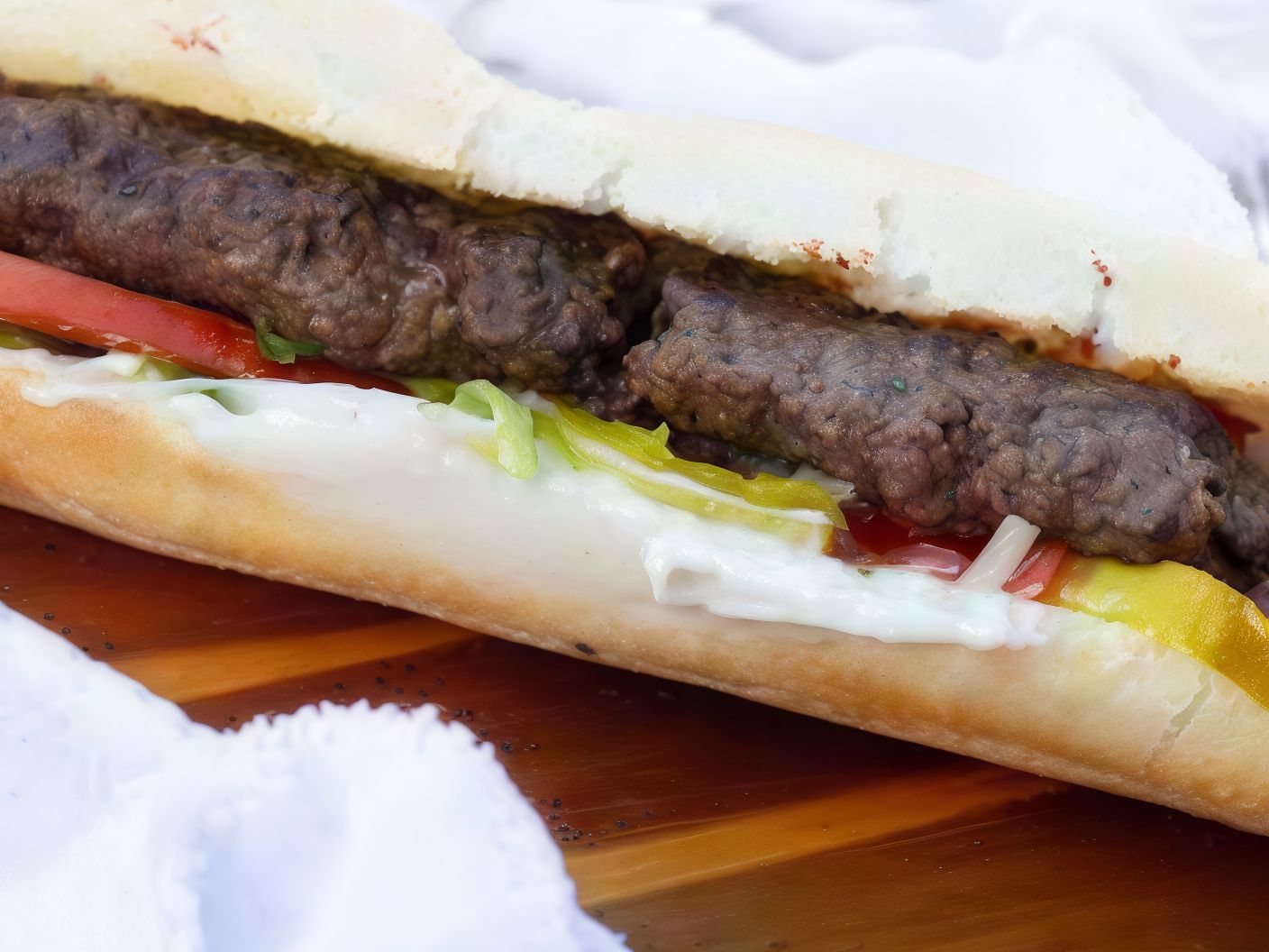 Hot Beef Kofta Brown Vienna sandwich
