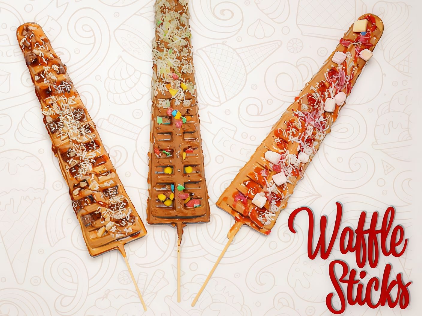 Waffle steak with toppings