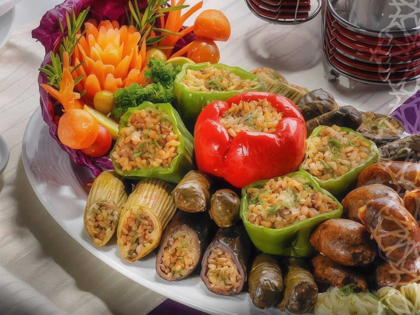 Stuffed Vegetables and Mombar Platter
