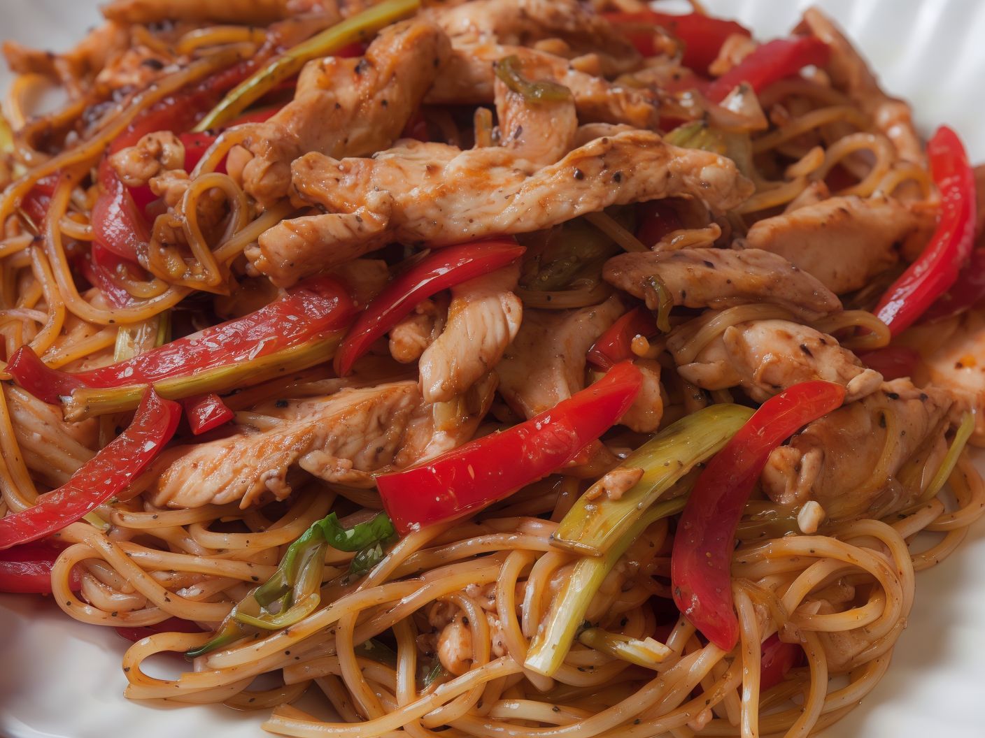 Spaghetti With Chicken Shawerma Platter