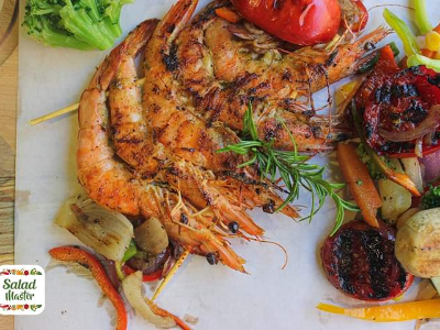 Grilled Shrimp With Vegetables Platter