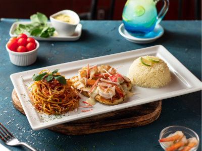 Marinated Grilled Chicken With Shrimp And Crabs Sauce