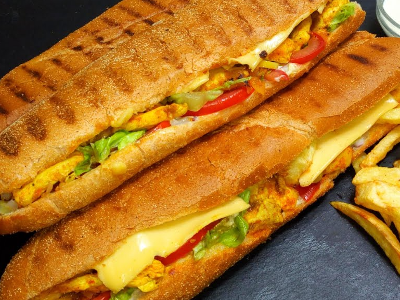 French Fries With Baba Ghannoug Sandwich