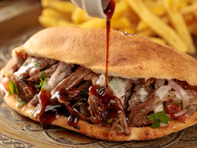 Beef With Pomegranate Molasses Samoon Sandwich