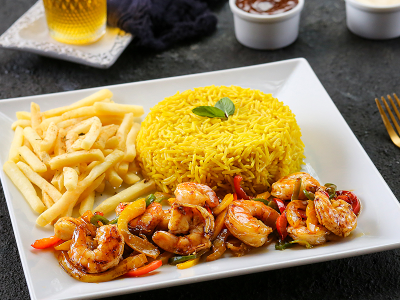 Quinoa Shrimp Fajita Platter