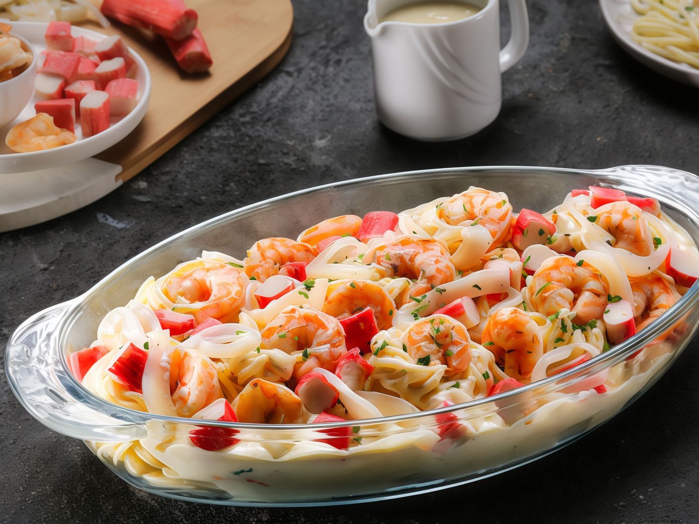 Spaghetti Seafood With White Sauce
