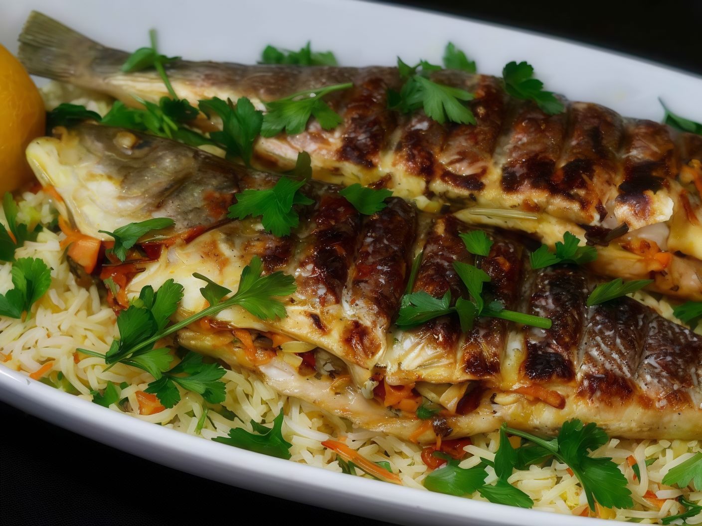 Grilled Grey Mullet Fish Meal