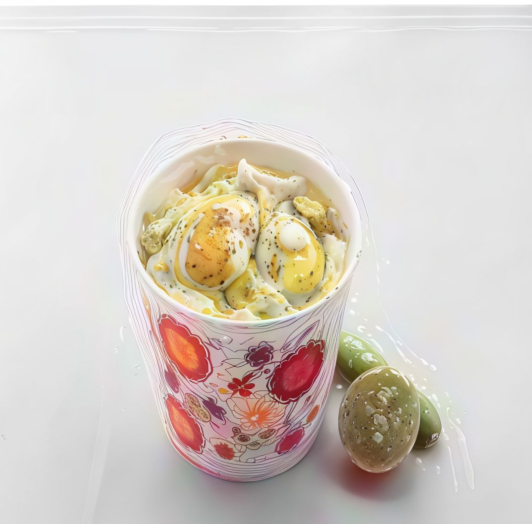 A Box of Eggs with Oil and Tahini 1 Egg