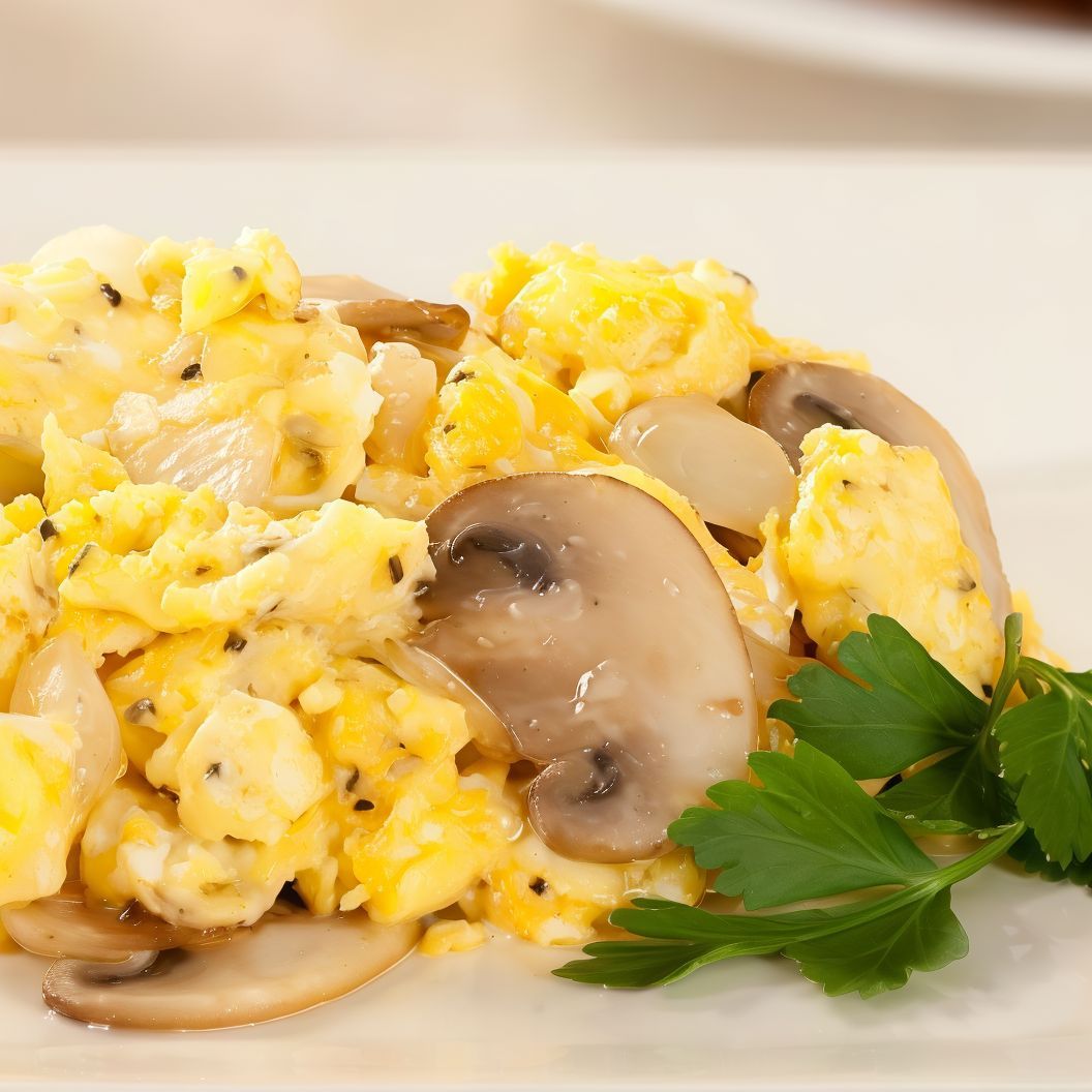 Scrambled Eggs With Mushroom And Cheese