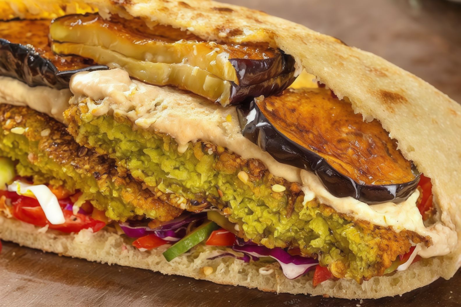Eggplant Falafel Sandwich