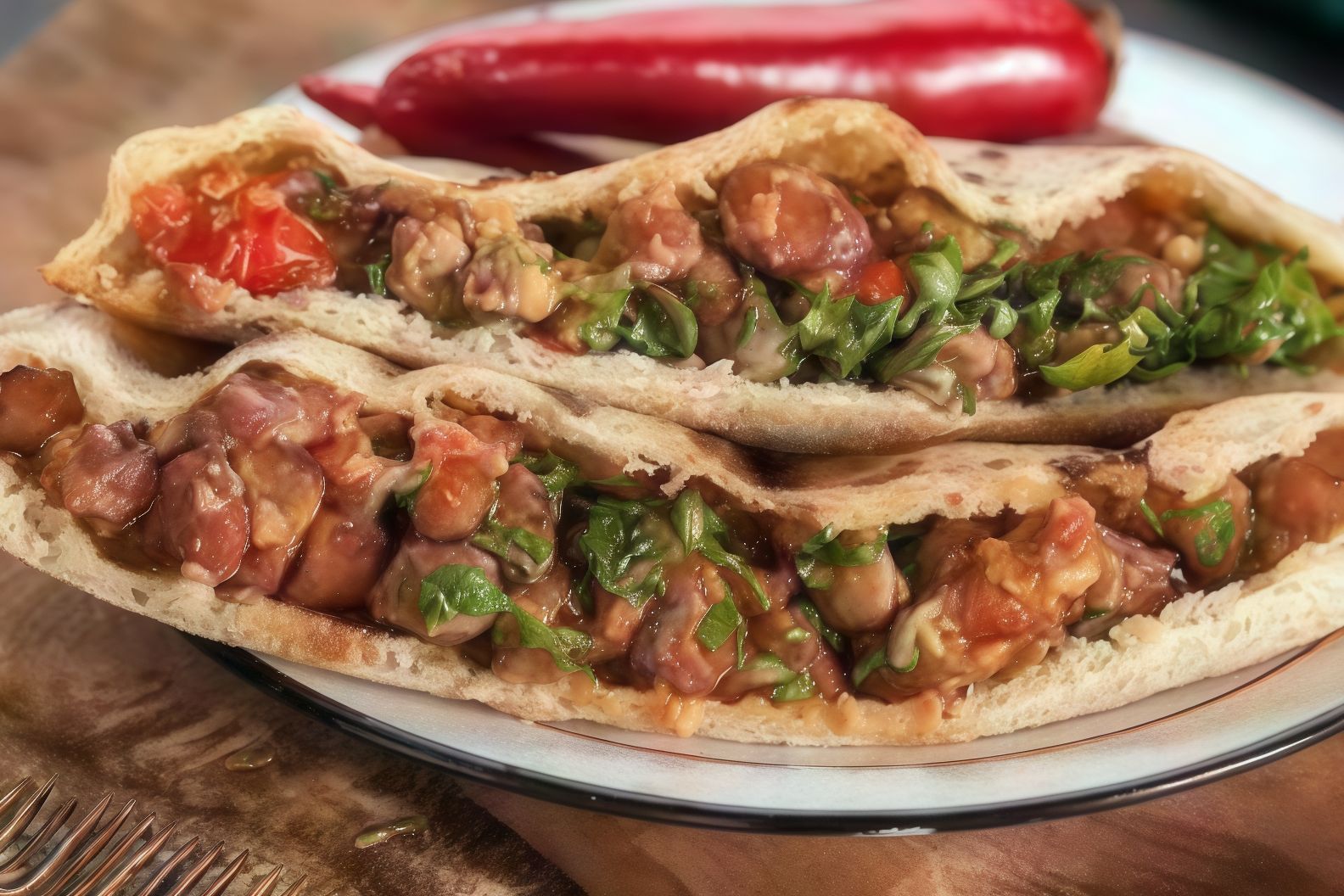 Ta'ameya sandwich with eggplant