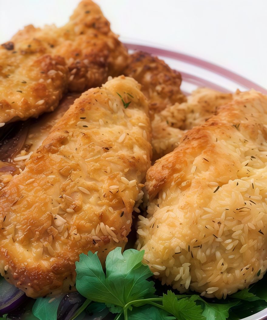 Chicken Pane With Basmati Rice And Potatoes
