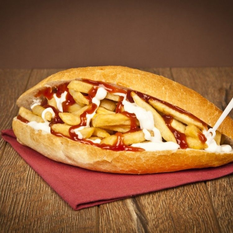 Petit Pain French Fries With Ketchup Sandwich