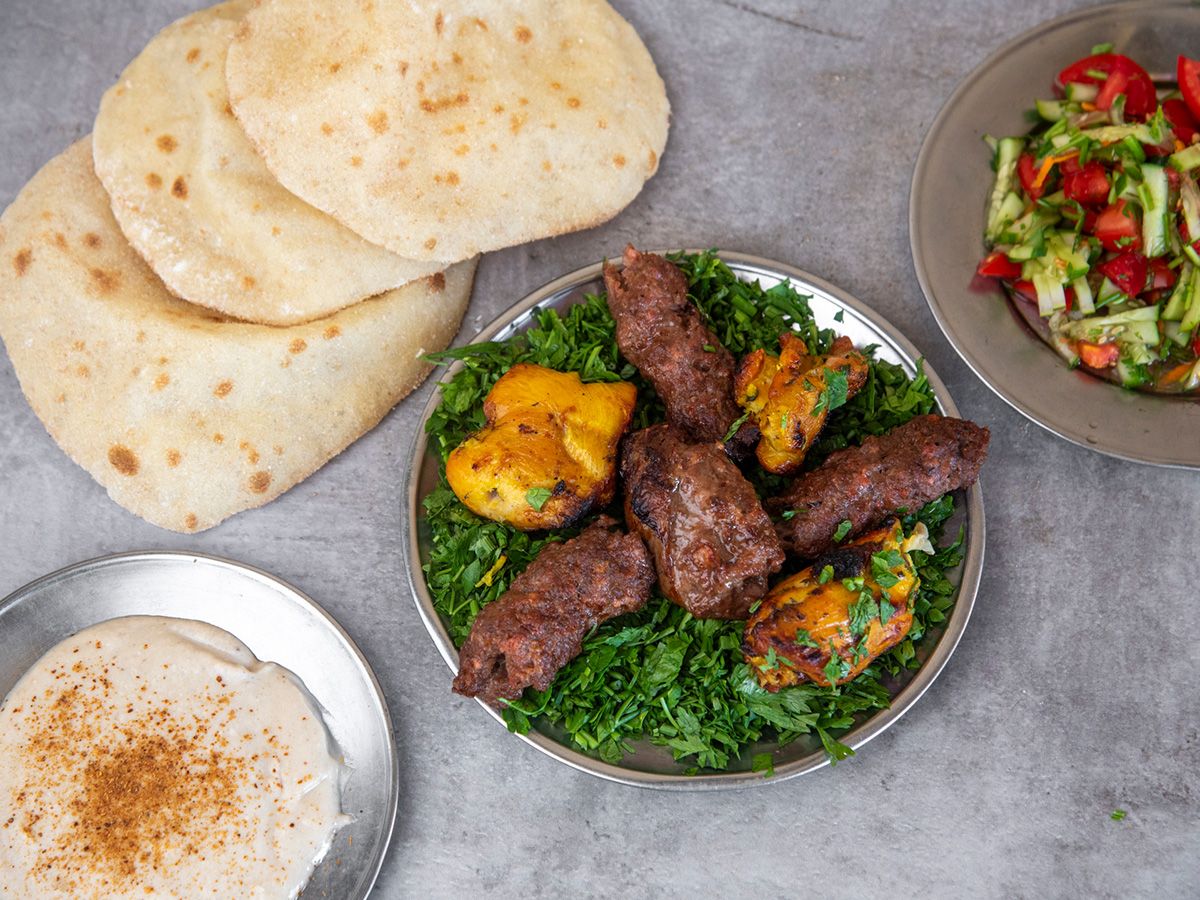 A Meal Of 1\8 Kofta, 1/8 Shish Tawook, And One Piece Of Tarb