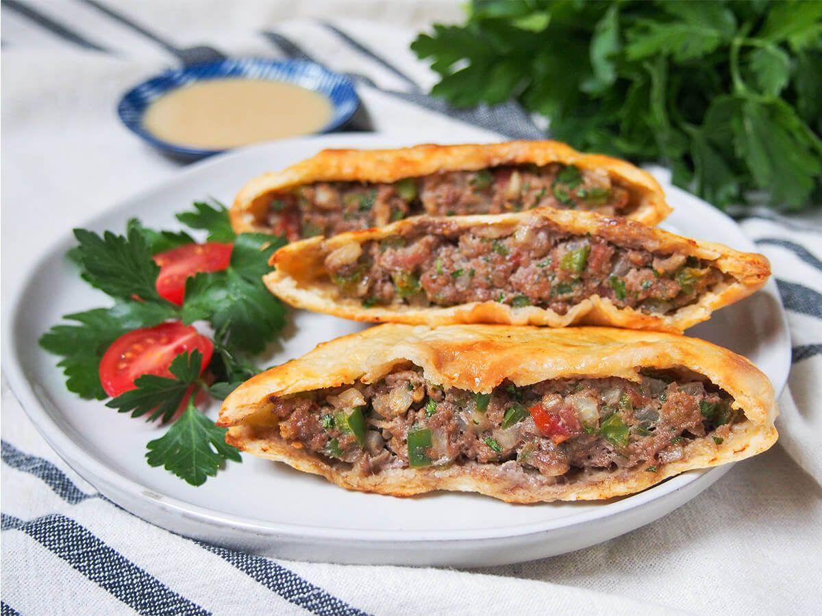 Minced meat moussaka sandwich