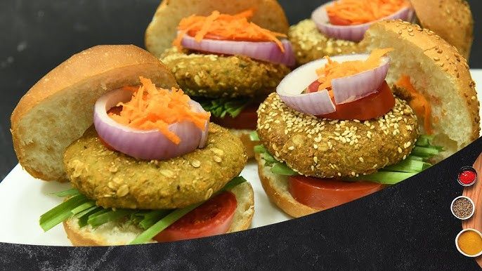 Falafel burger stuffed with spices
