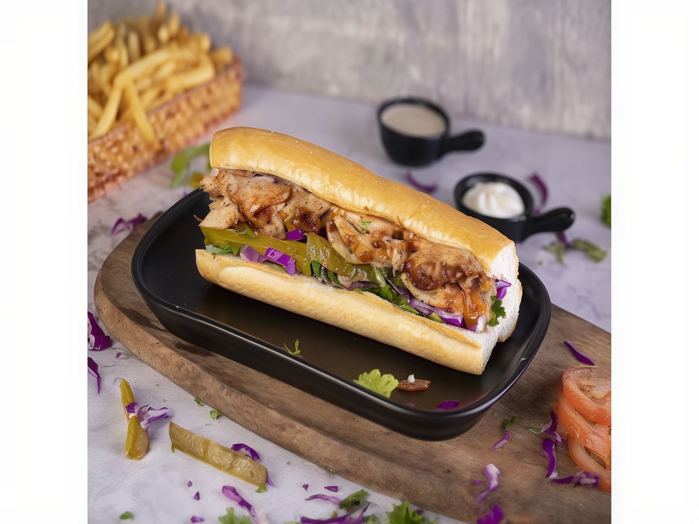 French Chicken Shawerma Sandwich