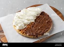 Waffle, half white chocolate, half Nutella