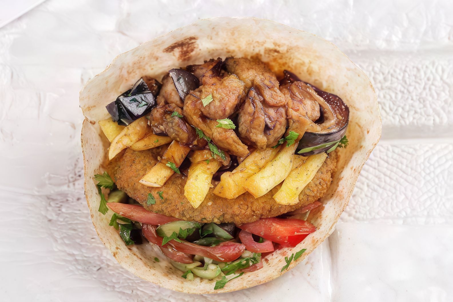 Mixed Falafel With Eggplant And Potatoes