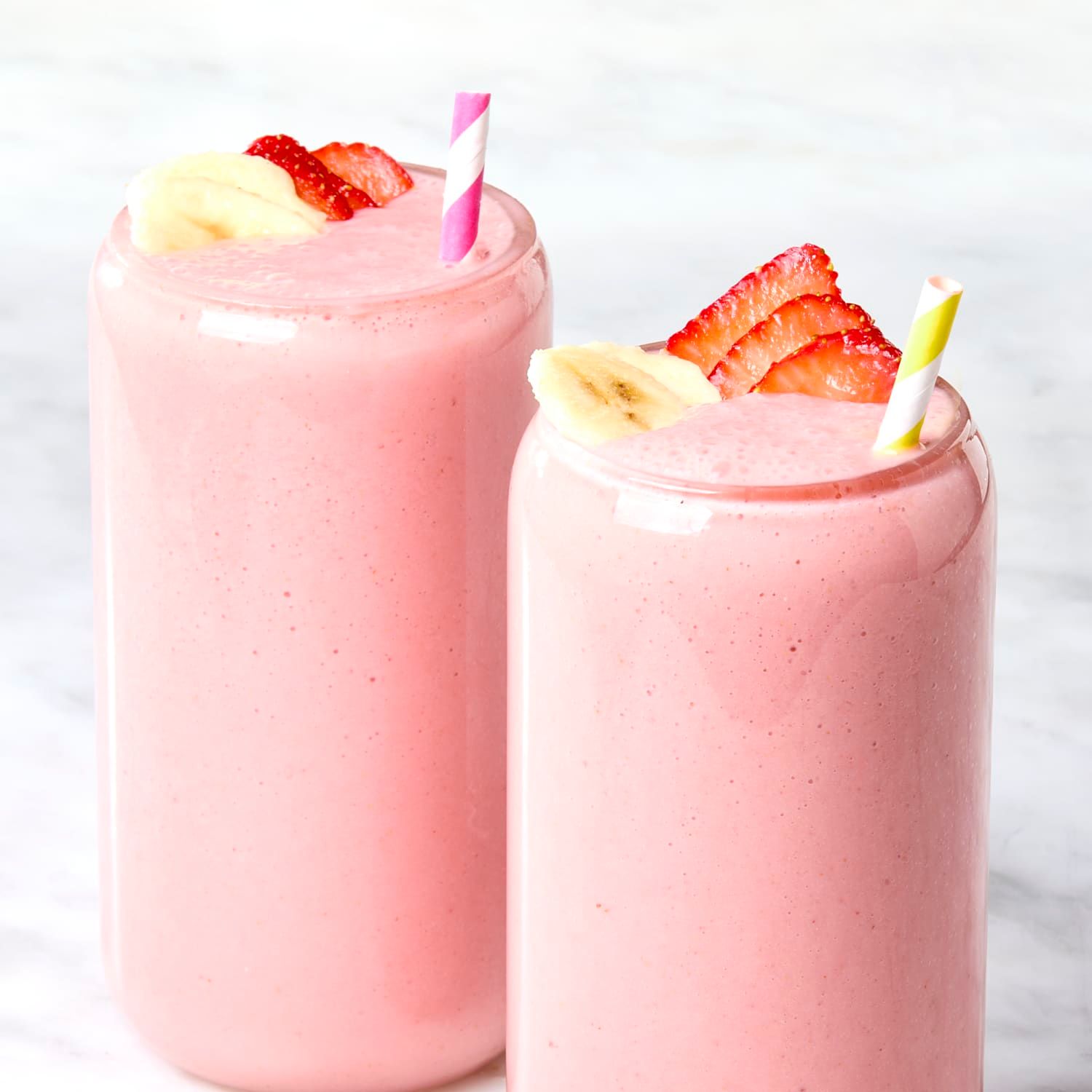 Banana With Milk And Strawberry Juice