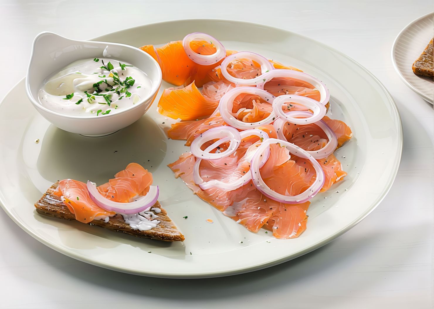 Smoked Salmon Platter with White Lemon Sauce