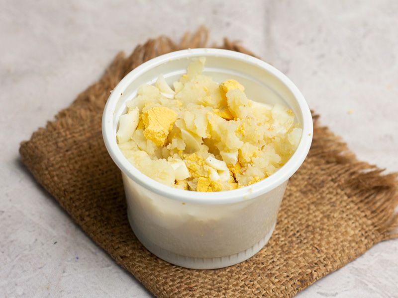 Mashed potato fried egg dish