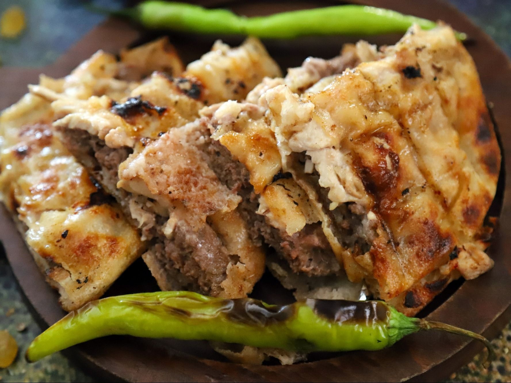 Hawawshi with mozzarella cheese