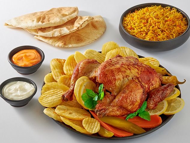 Rotisserie chicken with rice