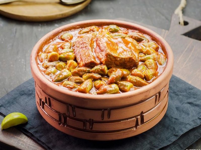 Okra With Mutton Meat Casserole