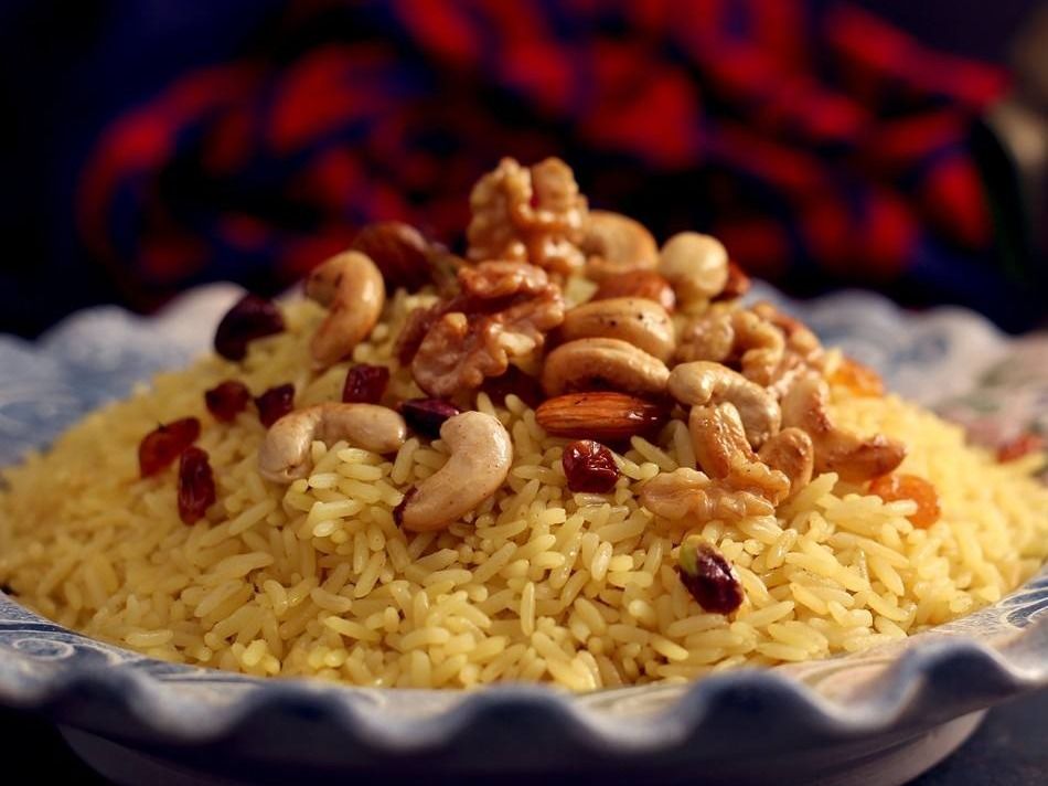 Basmati rice with saffron and nuts