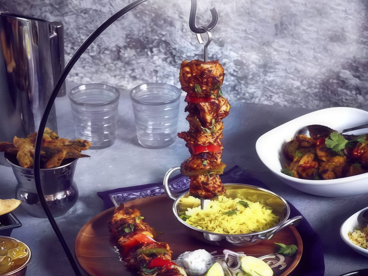 Stand Chicken Shawerma On Coal