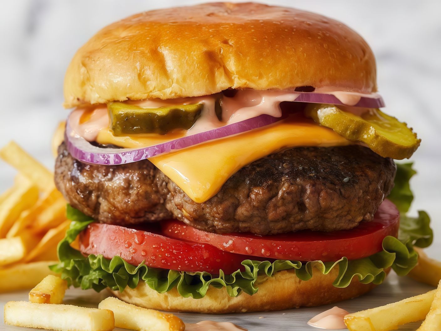 Beef Burger With Cheese Sandwich