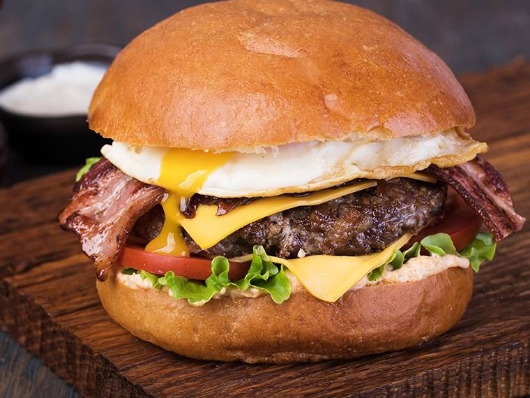 Burger eggs and cheese mix sandwich