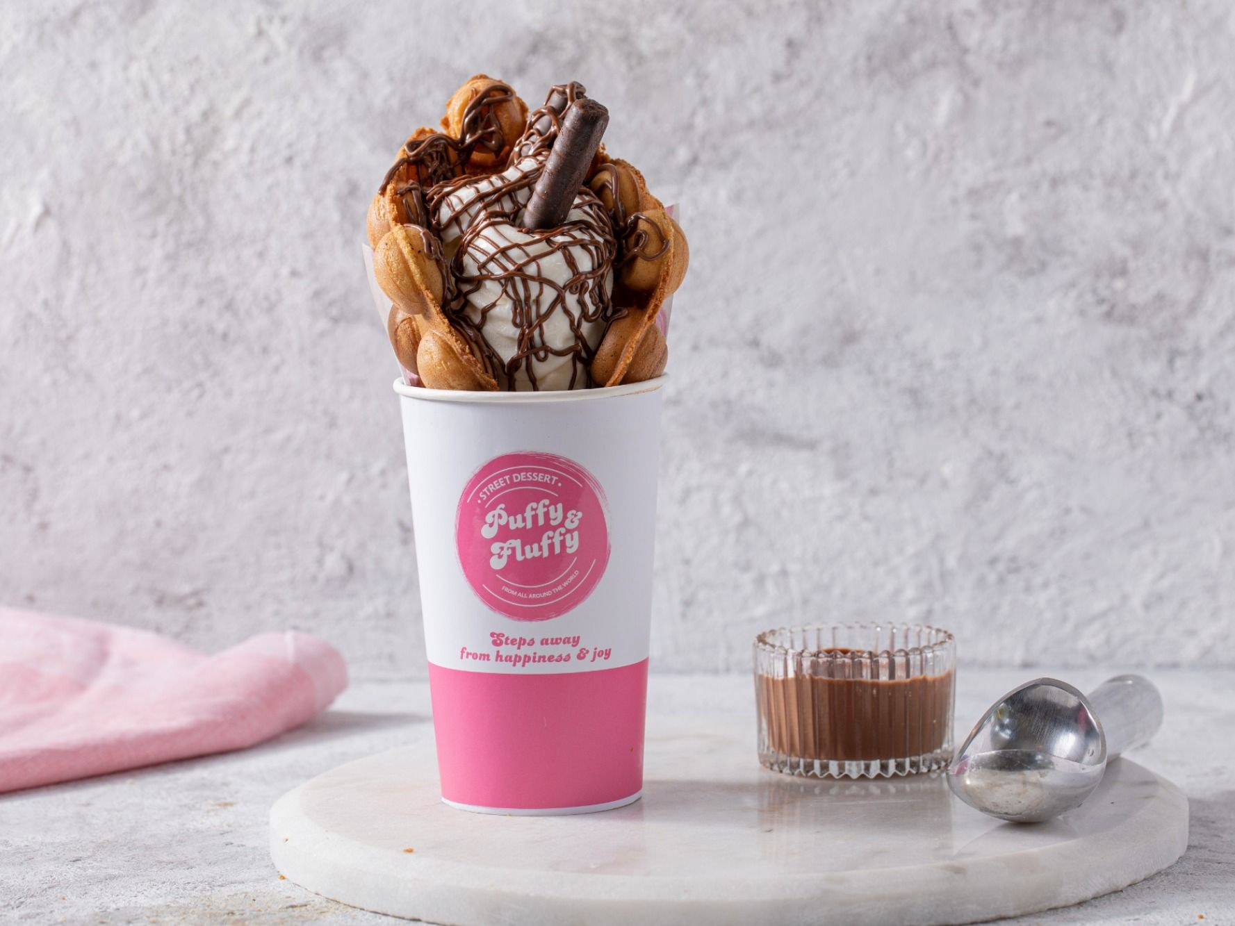 Kinder Chocolate Bubble Waffle with Ice Cream