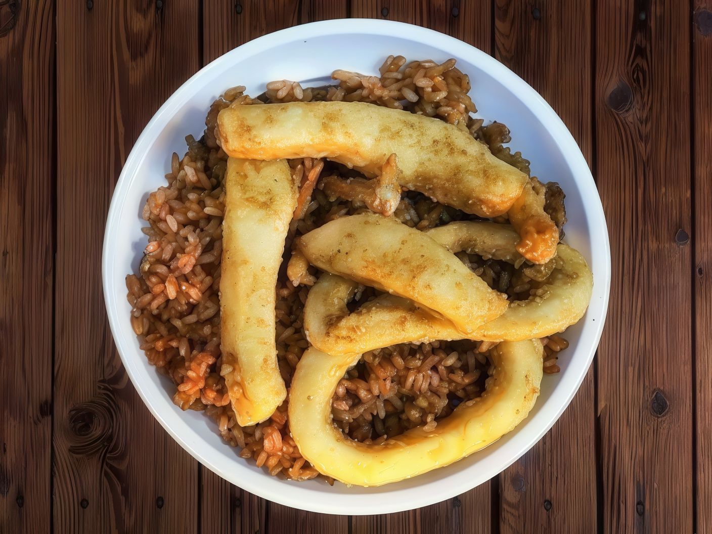 Sayadia Rice With Fried Calamari