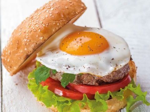 Beef Burger With Eggs Sandwich