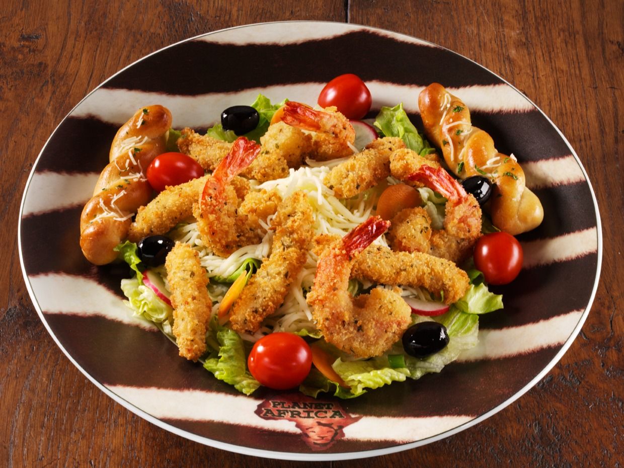 Fried Shrimp With Chicken Salad