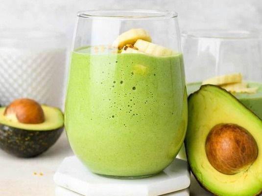 Fresh avocado with honey and nuts Juice