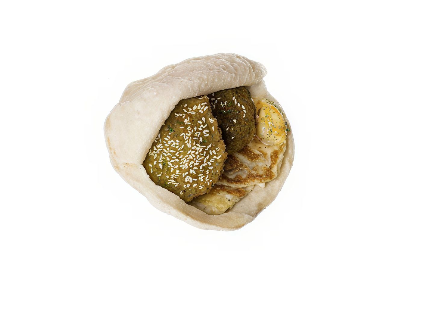 Falafel Sandwich With Fried Eggs