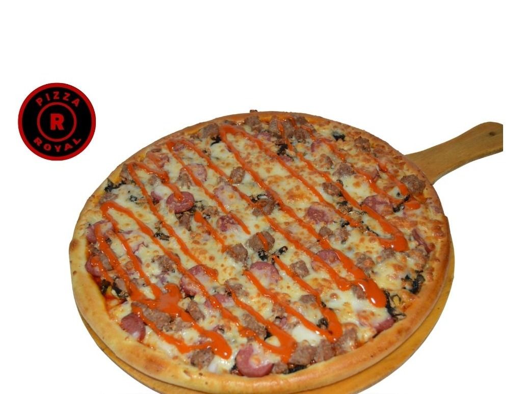Meat Paprika Pizza With Spicy Fire Sauce