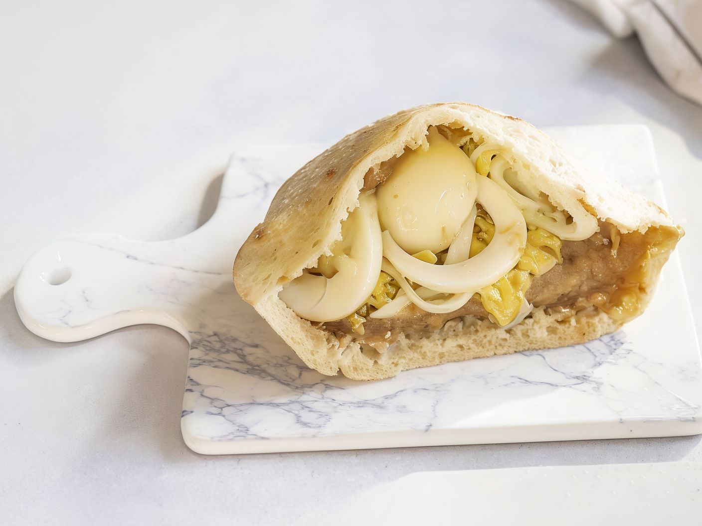 Foul sandwich with boiled eggs