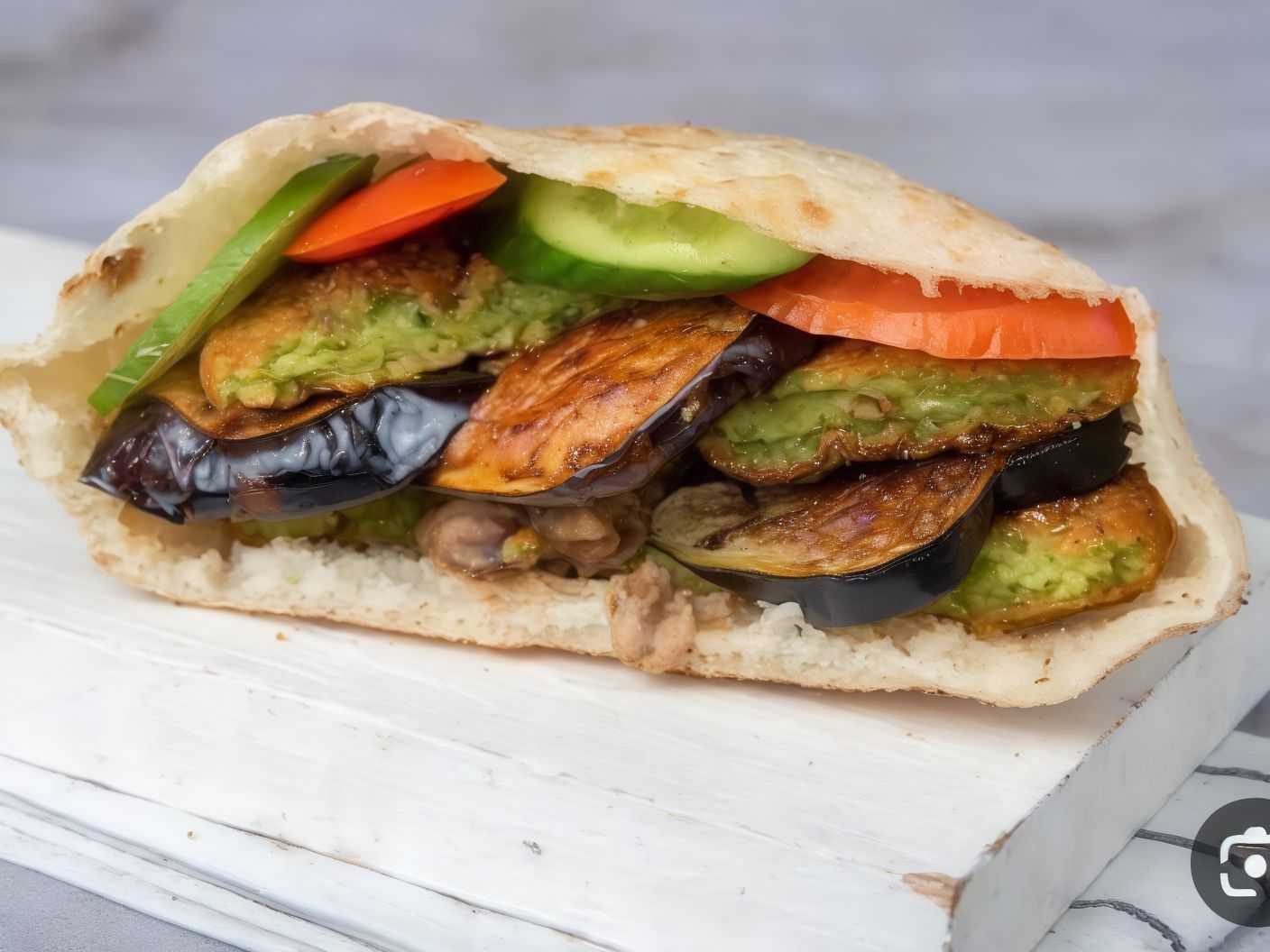 Ta'ameya Sandwich with Fried Eggplant