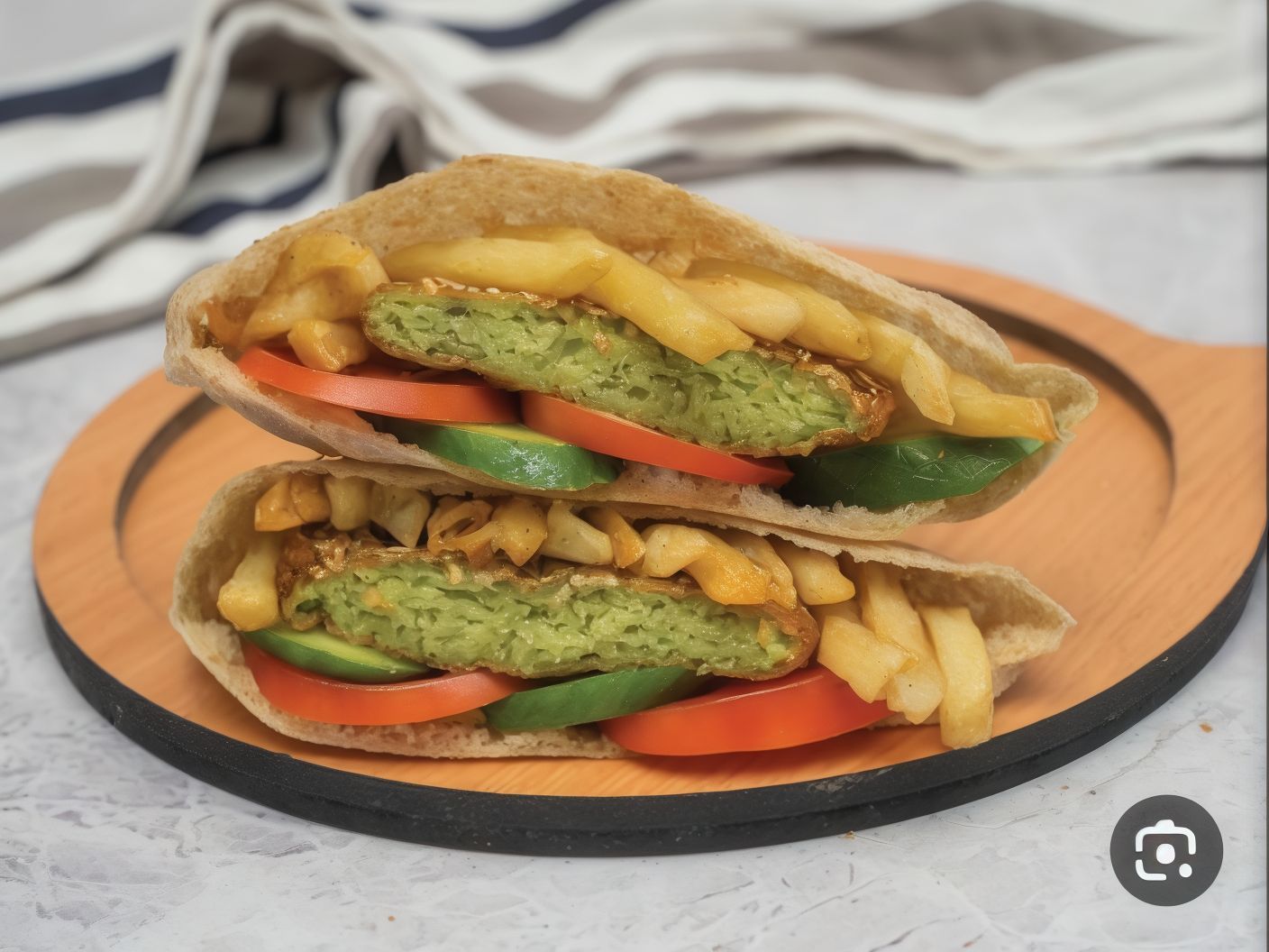 Falafel sandwich with potatoes