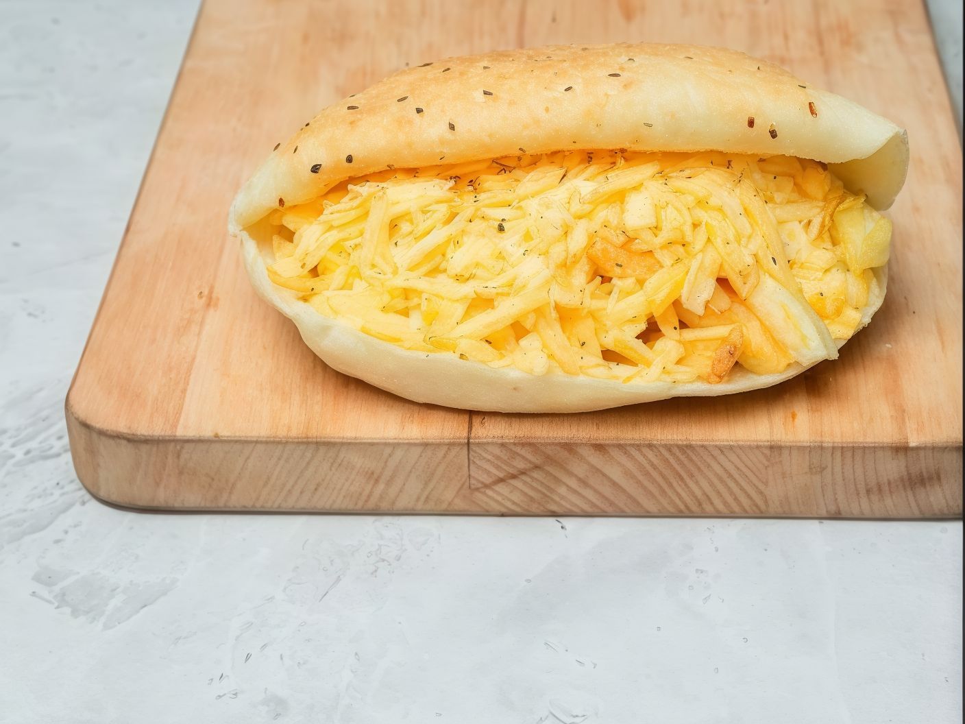 French fries sandwich with Roumy cheese