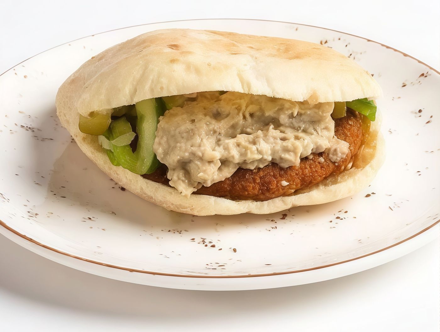 Falafel sandwich with baba ghanoush